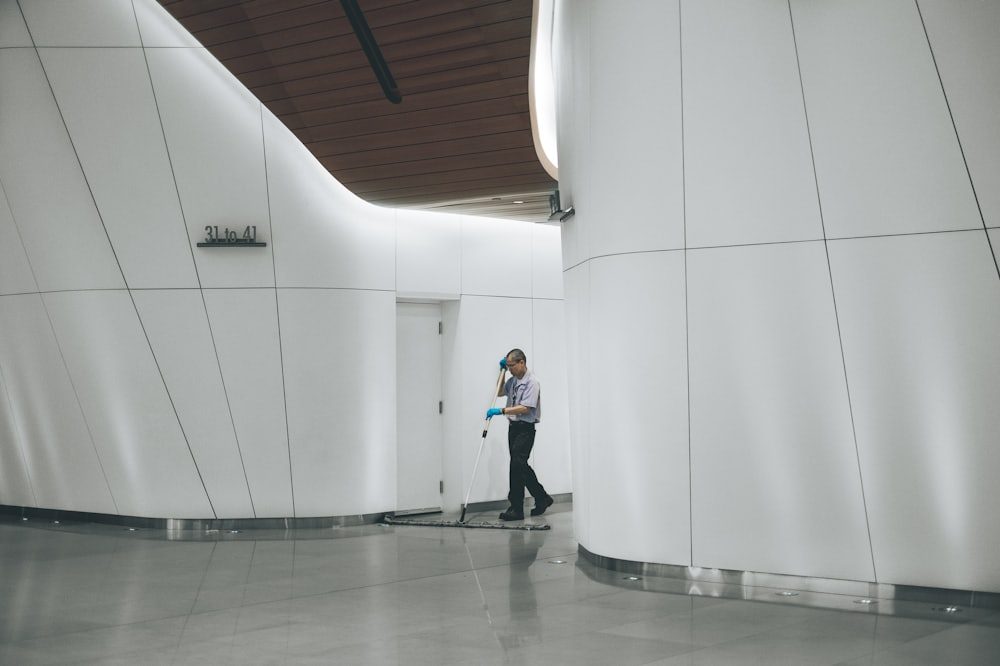 Commercial cleaning operative delivering contract cleaning services